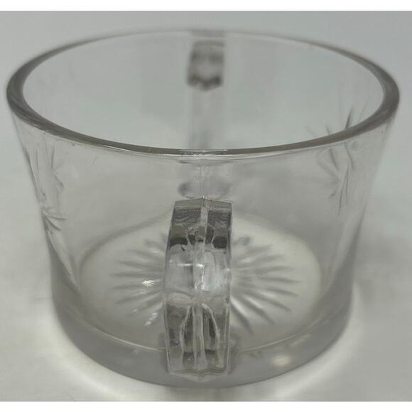 Clear Glass Sunburst Sugar Bowl with Double Handles 3‎ 1/2" Wide x 2 1/2" Tall - Picture 4 of 6